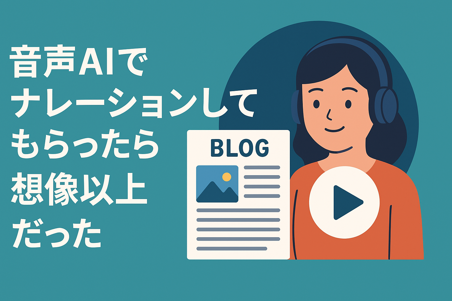 音声AIでブログをナレーションする女性のイラスト