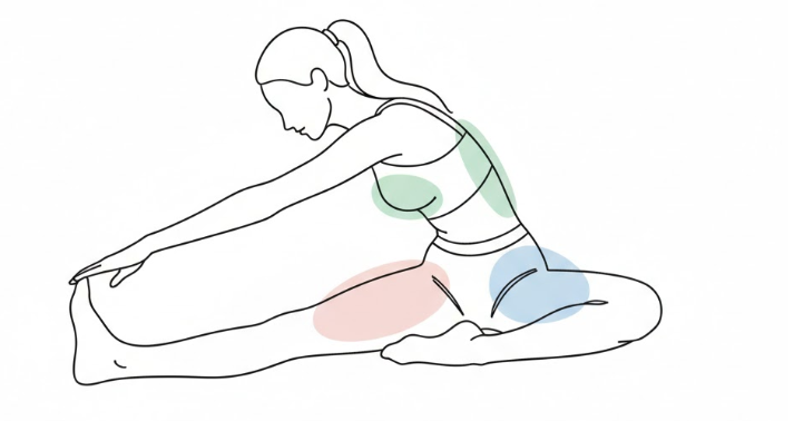 ストレッチをするランナーのシンプルな線画イラスト