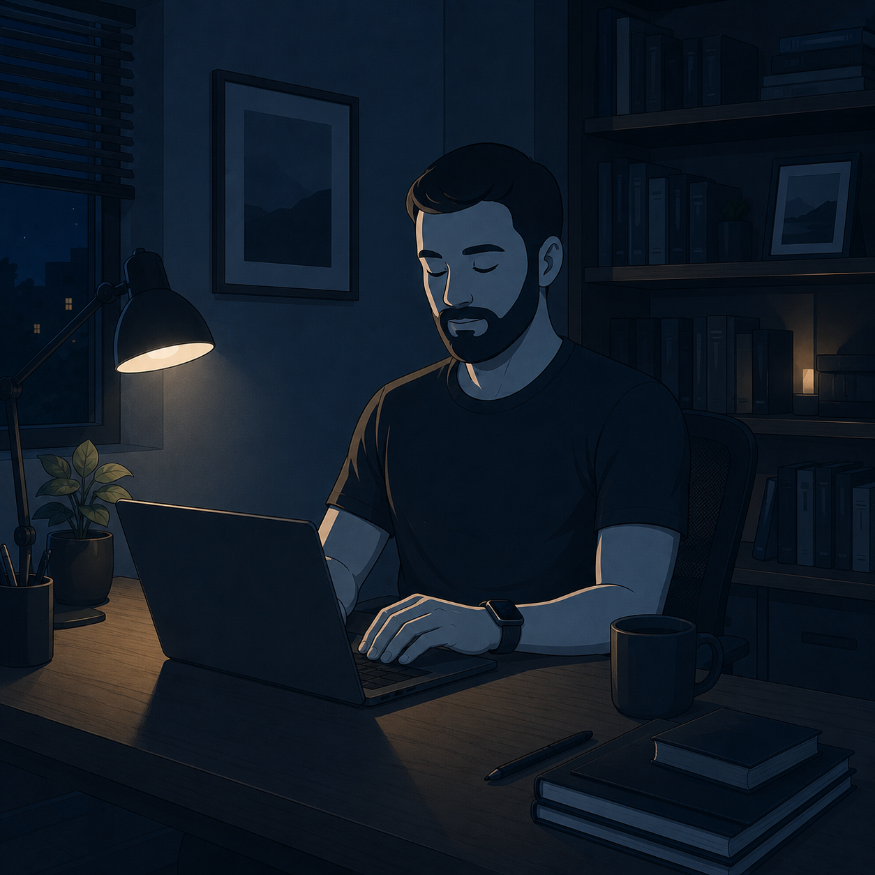 Claudeと会話しながら動画作成ツールを開発するエンジニアのイメージイラスト